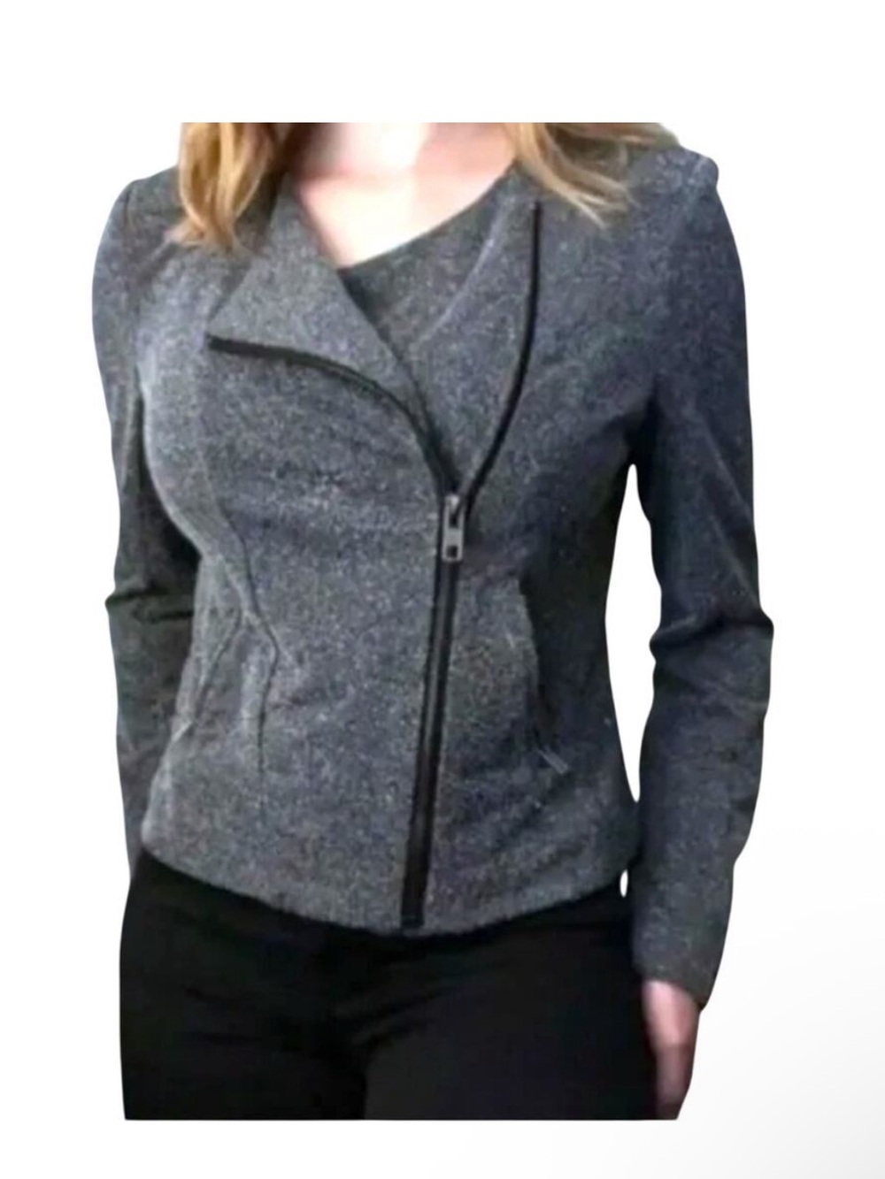 Catherine Malandrino Black Asymmetrical Zip Jacket